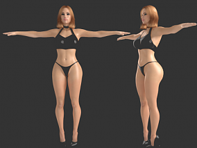 写实女人体 漂亮美女模型带高清贴图 美女基础模型 身体 人体 3d模型