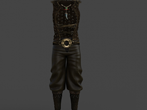 maya猎人衣服 战士服饰 军人铠甲裤子模型带骨骼 3d模型