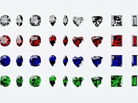 蓝宝石 红宝石 绿宝石 钻石 3d模型