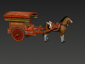 3D模型 古代马车 马车 手绘 运输车 车辆  3d模型