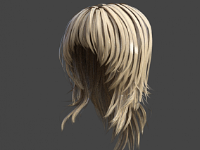 卡通头发 二次元女孩 波波头发型 抽象头发 3d模型