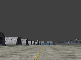 现代场景 机场 飞机场 军事机场 二战飞机场 老式机场 机库 塔楼 3d模型