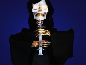 幽灵 死亡之神 怪物 骷髅 亡灵 恶魔 巫师 死神骷髅 骨骼 黑衣白金人体 3d模型