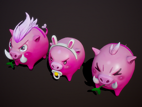 卡通 二次元 日漫 动漫 Q版 猪 小猪 荷兰猪 粉猪 猪宝宝 时装猪