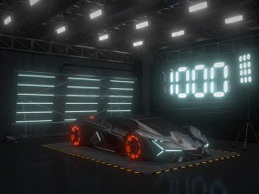 blender模型 科幻汽车 汽车展示台 未来跑车 赛博朋克风格  3d模型
