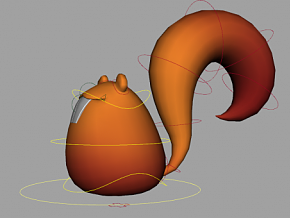 maya绑定 卡通抽象松鼠尾巴 可挤压拉伸变形 3d模型
