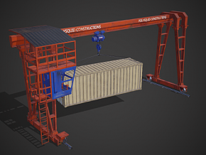 PBR 龙门起重机 龙门吊 港口 车间 重型机械 施工吊机 移动式工地 船坞 3d模型