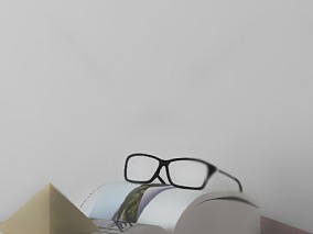 书本 眼镜 3d模型