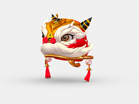 卡通中国舞狮头套，舞狮坐骑，醒舞，龙虎狮，高台狮，白舞狮，影视舞狮表演，狮子 3d模型