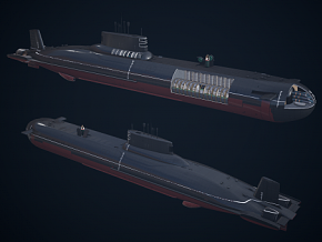 PBR 俄罗斯941型战略核潜艇 潜艇剖面 潜艇截面 舱室 机舱 建造船 船厂 舱内 3d模型