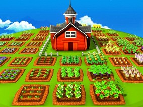 多种文件格式 开心农场 卡通建筑 蔬菜大全 彩色建筑