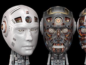 机器人头 科技机械头部模型 机器人头面部  3d模型