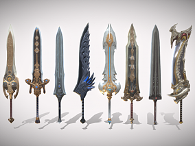 8把 战剑 大宝剑 骑士 战士 长剑 武器 中世纪 复古 奇幻
