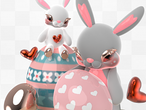 卡通复活节兔子彩蛋 玩具摆件