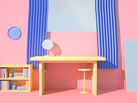 粉蓝卧室建模