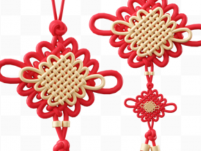 红色3d立体免抠中国结新年装饰素材图