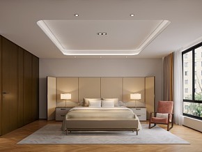现代主卧室 北欧极简风格设计室内 3d模型