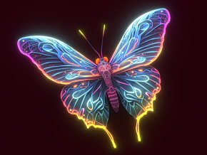 蝴蝶 赛博朋克蝴蝶  幻彩大蝴蝶   漂亮的蝴蝶 大翅膀  3D模型 多种文件格式
