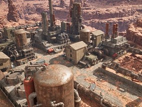 UE5 末世世界 工厂内景 荒漠工厂 废弃炼油厂 西部世界 大峡谷 老厂房