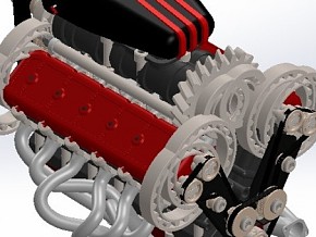 V12发动机3D模型图纸 汽车引擎 水冷设计