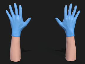 戴着医用手套的手 手模型 VR手 AR手 肢体 虚拟仿真