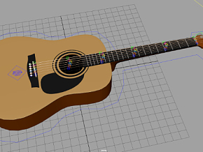 Maya卡通吉他绑定 乐器 3d模型