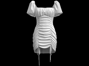 抽绳连衣短裙 衣服饰品 3d模型