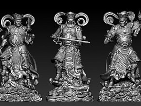 四大天王3D模型 佛像 神像 古代人物 3d模型