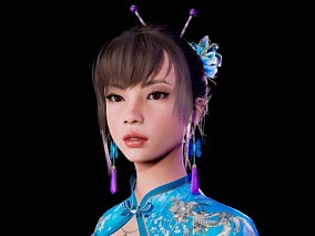 旗袍少女 中国少女 中国风美女 动画 带绑定 虚幻引擎 美女 UE4 UE5模型