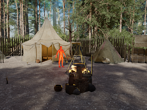 森林营 大自然 露营 野炊 冒险 大自然  帐篷 篝火 3D模型