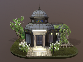 花园里的温室 欧洲房屋 写实场景  3D模型