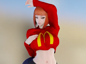 辣妹麦克 带绑定 美女 可爱女孩 3D模型 麦当劳少女