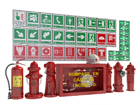 现代风格消防器材 消防工具 消防设备