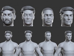 四种男性人体 人体模型 人体基础 男人 素模 人体基础模型 人物角色 人模 标准人体 肌肉男