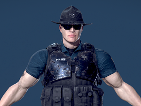 超写实 4K精细 写实风格 角色 制服 武装警察部队 西方警察 特种兵 特种部队 战术小队 男 士兵