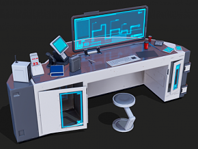 桌面控制台 多功能指挥台 战舰控制台 Scifi 科幻控制台 台子 指挥台 科幻 次世代 PBR