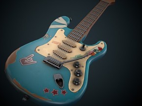 Stylized 风格化 吉他 琴  乐器 3D模型