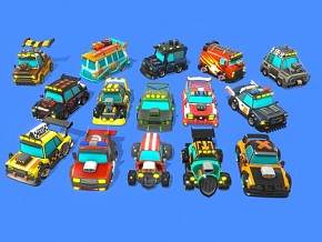 卡通汽车 卡通车辆 各种样式小车 玩具车 游戏道具 赛车