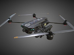 武装无人机 遥控飞行器 航拍无人机 带枪管的无人机 PBR材质 次世代