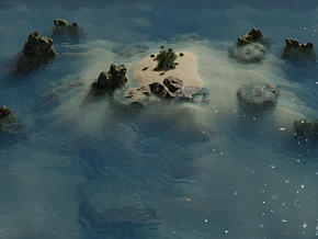 岛屿生物 大自然 海域 深海 小岛 礁石 海面 3D模型