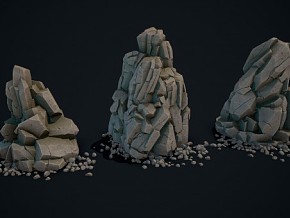 风格化石头 岩石 山岩 石头 场景部件 UE4/UE5