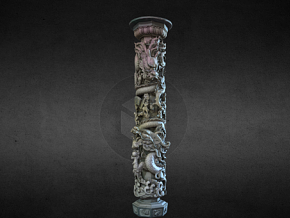 龙柱 盘龙柱 龙柱子 柱子 盘龙 龙 中国龙 龙雕像 高模写实 古代石柱 浮雕柱子 雕刻柱子 雕像