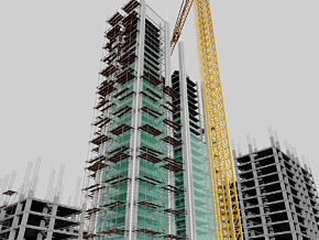 塔机模型 塔吊 建筑塔吊 工地 建筑工地 工程车辆 吊车 重型机械 城市 建筑 工程 搭建 建造