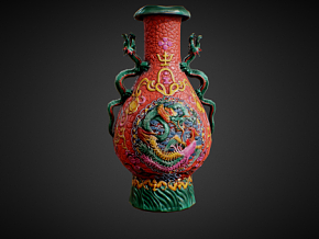 龙纹花瓶 中国花瓶 陶瓷 古董 文玩 文物 瓷器 艺术品 中式花瓶 容器 收藏品 陈设 装饰品