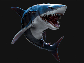 外星鲨鱼 巨齿鲨 海洋 怪物 鱼类 深海 生物 奇异 怪异 恐怖 水族馆 鱼 配置绑定动画