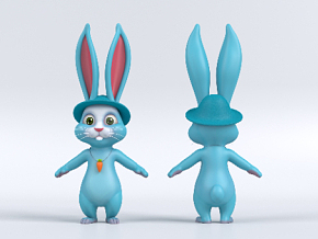 卡通蓝兔子 卡通 动画 动物 兔子 玩偶 玩具