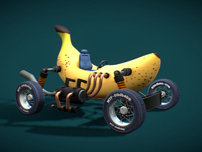 香蕉卡丁车 卡通汽车 交通工具 可爱的汽车 3d模型 赛车