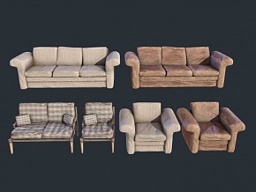 PBR 次世代 欧式家具 老旧沙发 单人沙发 皮革沙发