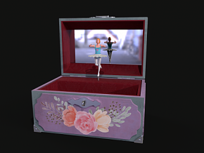 芭蕾舞女孩音乐盒 古董 礼物 礼品 老式音乐盒 音乐盒子 礼盒 PBR材质 木盒