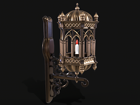 吊灯 哥特式蜡烛壁灯 欧式壁灯 照明灯具 室内装饰 PBR材质 中世纪壁灯